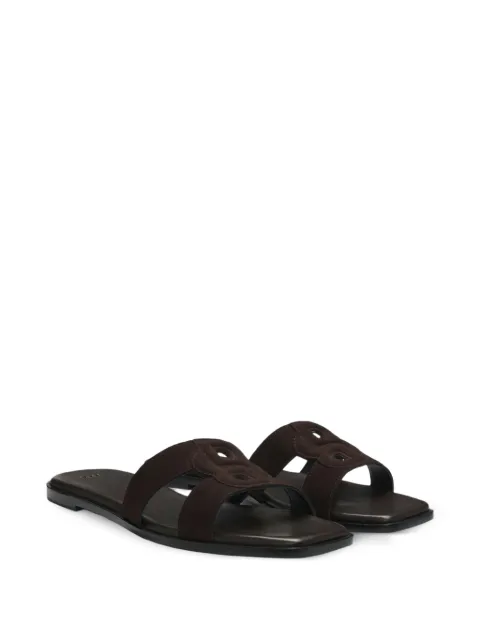 BOSS logo-patch suede sandals Brown 50563333