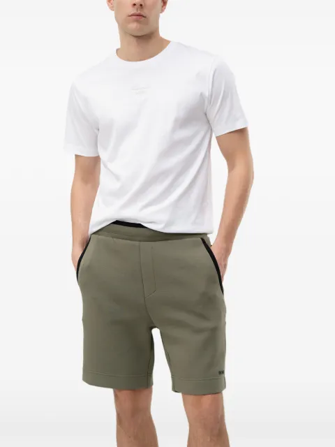 BOSS logo-print zip-pocket track shorts Green 50554390