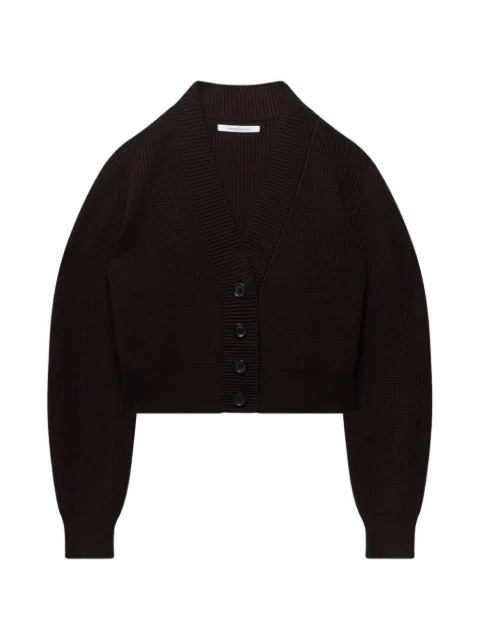 Another Tomorrow ribbed cropped cardigan Brown A425KT160WV