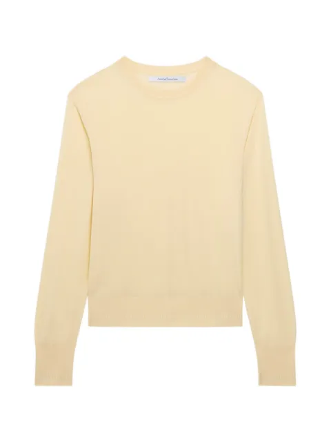 Another Tomorrow fine-knit wool long-sleeve top Yellow A324KT129WV
