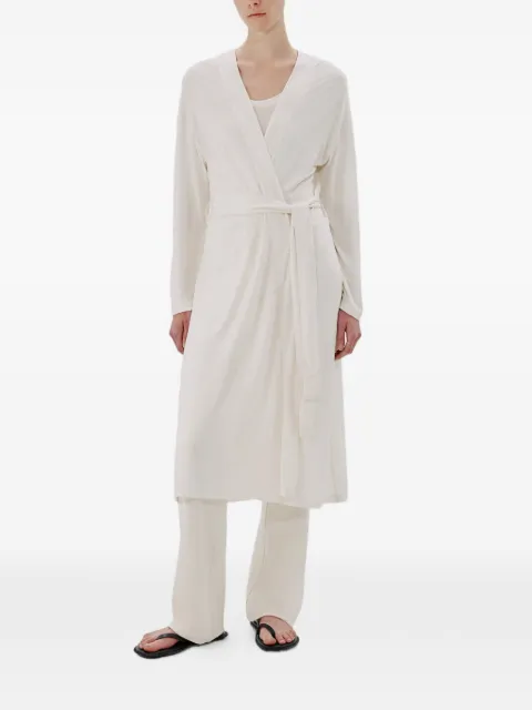 Another Tomorrow belted jersey robe Neutrals A323CT054TC
