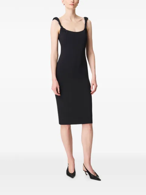Another Tomorrow twist-strap midi dress Black A225DR094VI
