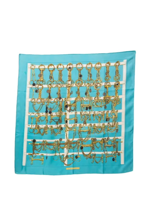 Hermès Pre-Owned 1966 Mors et Filets silk scarf Blue 15016527