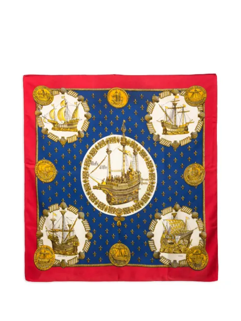 Hermès Pre-Owned 1971 Nefs d'Or silk scarf Blue 15016520