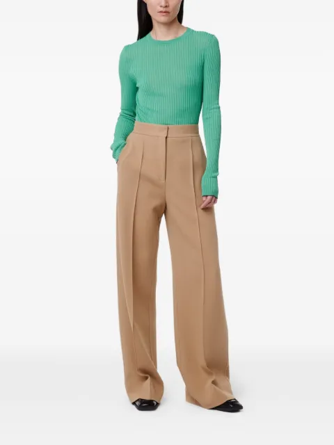 Another Tomorrow Fitted ribbed-knit long-sleeve sweater Green A223KT081VIKGR