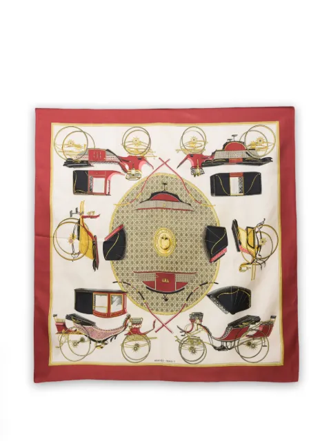 Hermès Pre-Owned 1980 Les Voitures a Transformation silk scarf Neutrals 15016528