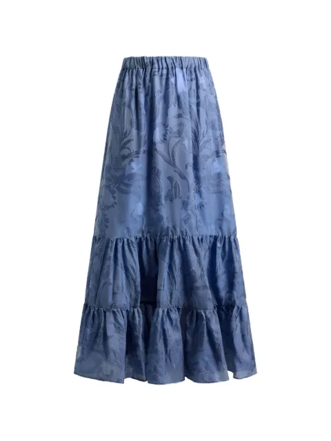 ETRO silk jacquard maxi skirt with fil coupé floral motif Blue WRFA013199TJ111