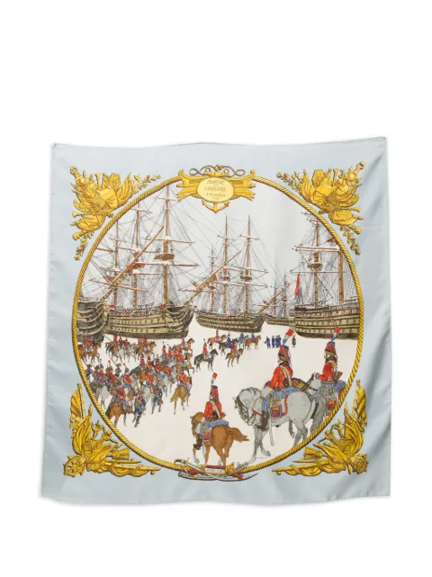 Hermès Pre-Owned 1966 Marine et Cavalerie silk scarf Neutrals 15016526