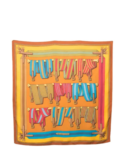 Hermès Pre-Owned 1990 Les Sangles silk scarf Orange 15016533