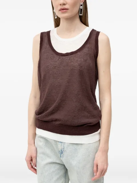 BOSS scoop-neck layered top Brown 50562965