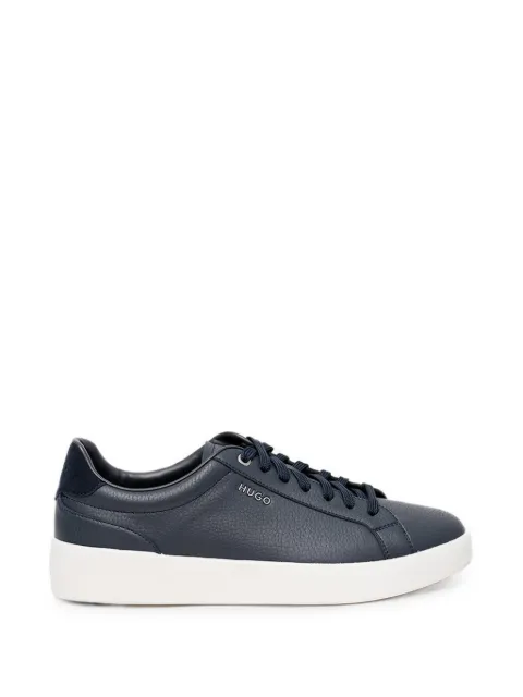 HUGO logo-plaque grained-leather sneakers Blue 50567983