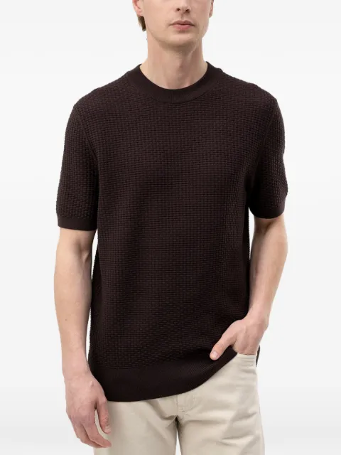 BOSS waffle-knit short-sleeve sweater Brown 50560468