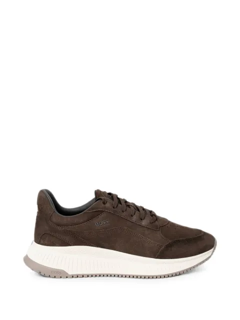 BOSS perforated-detail suede sneakers Brown 50563920