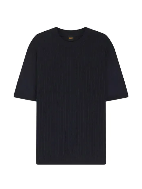 BOSS ribbed-knit short-sleeve sweater Blue 50558718