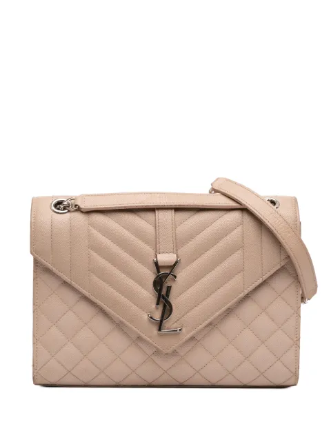 Saint Laurent Pre-Owned 2018 Medium Grain De Poudre Triquilt Monogram Envelope Bag shoulder bag Brown TY8U516PS710PB3T