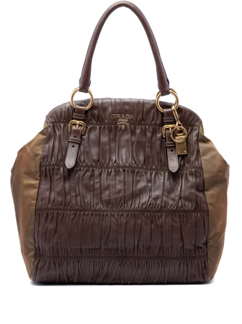 Prada Pre-Owned 2000-2013 Nappa Gaufre and Tessuto tote bag Brown NHLMN5XNX6UIQH29