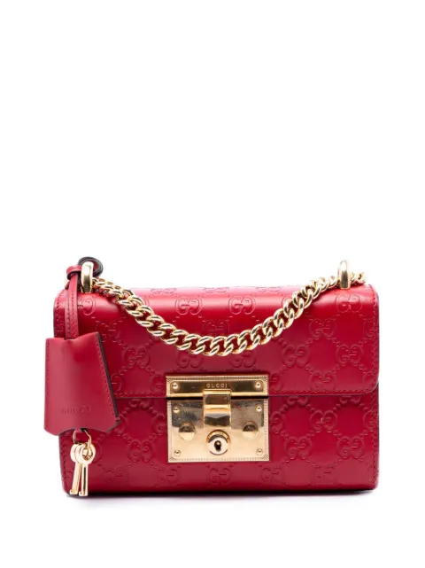 Gucci Pre-Owned 2016-2026 Small Guccissima Padlock crossbody bag Red G620JXX2LWISAITL