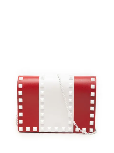 Valentino Garavani Pre-Owned 2000-2017 Leather Colorblock Rockstud Wallet On Chain crossbody bag Red G7HCR4HMQ28DK576