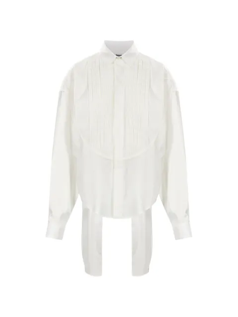 DARKPARK pleated-bib asymmetric-hem shirt White WSH48FAC185