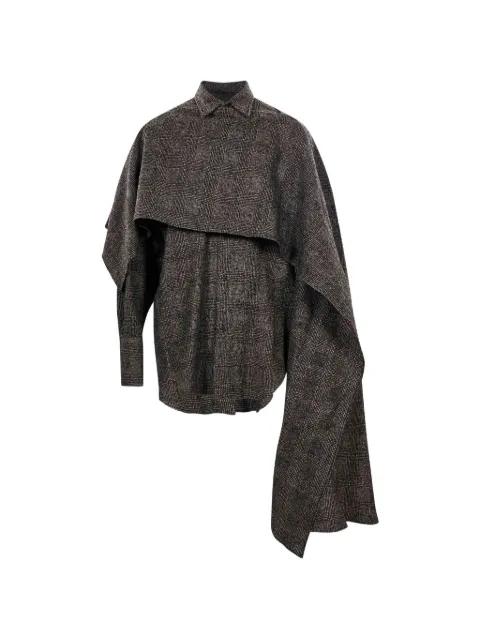 DARKPARK Georgia check-pattern draped shirt Grey WSH24NFAW770098
