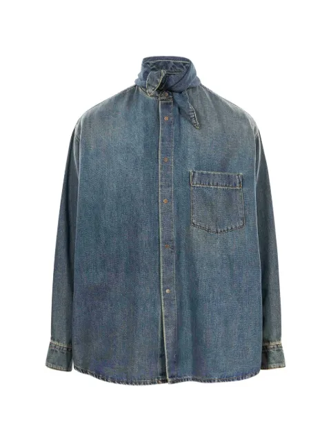 DARKPARK scarf-detail denim shirt Blue WSH49DTBL01W055