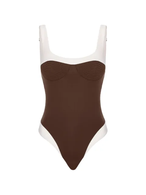 Noire Swimwear Adele square-neck swimsuit Brown NSW453ESPRESSO