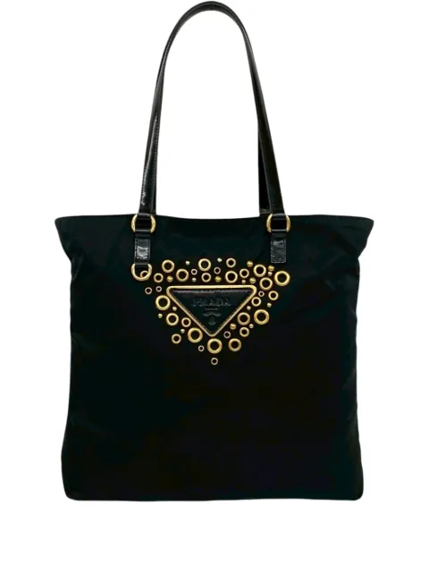 Prada Pre-Owned 2010-2026 Embellished Tessuto tote bag Black FCHZIPDXZUJU2IW5