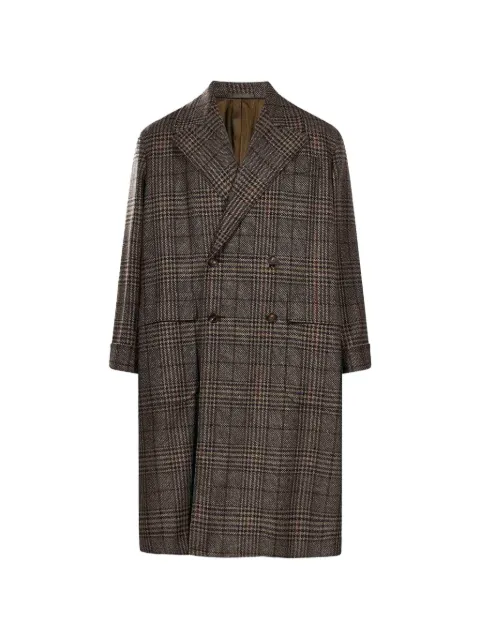 Caruso Rigoletto check double-breasted coat Green RG540F5102650740