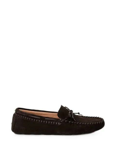 BOSS bow-detail whipstitch-trim loafers Brown 50563462