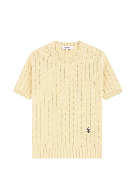 Sporty & Rich cable-knit embroidered-logo T-shirt Yellow TO09976302YE02