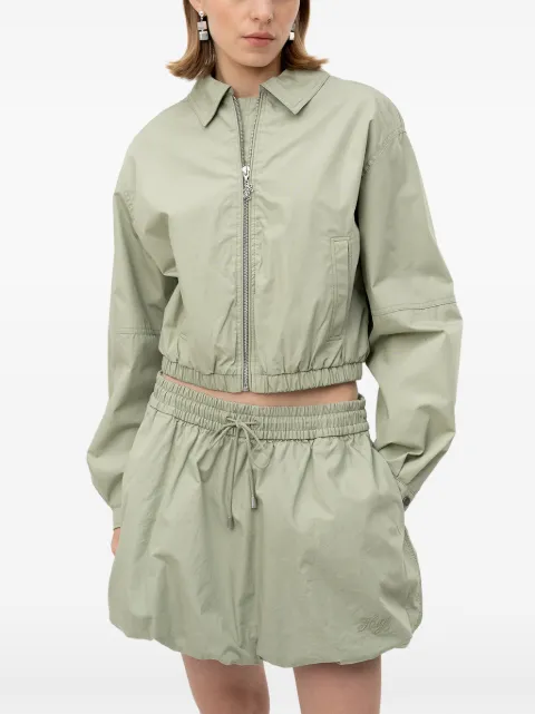 HUGO mini drawstring bubble-hem skirt Green 50557280