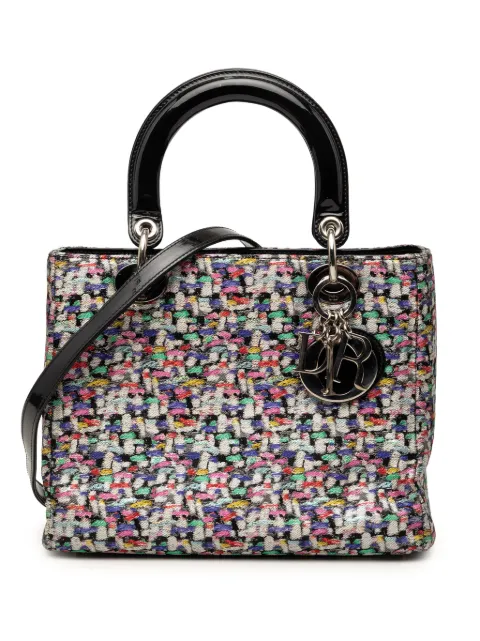 Christian Dior Pre-Owned 2020 Medium Multicolor Metallic Fabric and Patent Leather Lady Dior satchel Black MO2282EK0IK480PQ