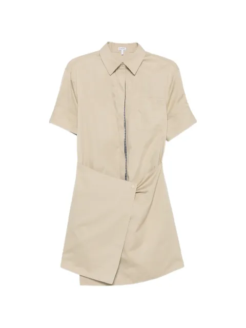 LOEWE check-trim wrap mini dress Neutrals S359Y09XNA