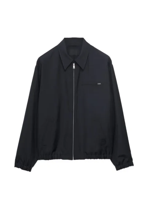 Prada logo-plaque zip-up jacket Blue SGD19017LK