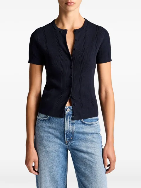 Vince ribbed short-sleeve cardigan Blue V207879891