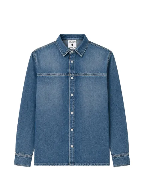 COUNTY OF MILAN Cross-print denim shirt Blue S6CMMASI080
