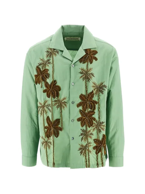 Baziszt palm-tree-embroidered shirt Green BZSS26SR013300112