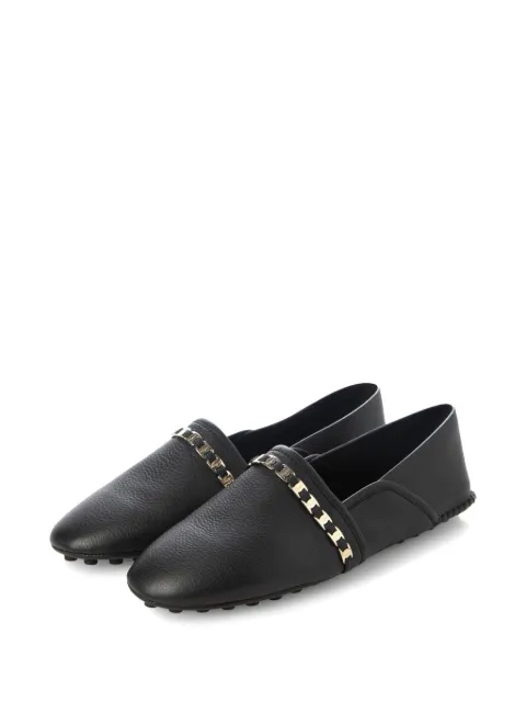 Ferragamo chain-strap leather ballet flats Black 733432
