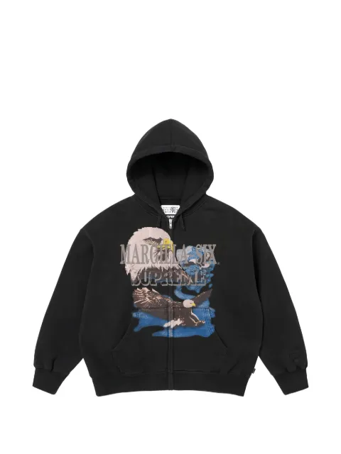 Supreme x MM6 Maison Margiela eagle-print zip-up hoodie Black SS26SW6