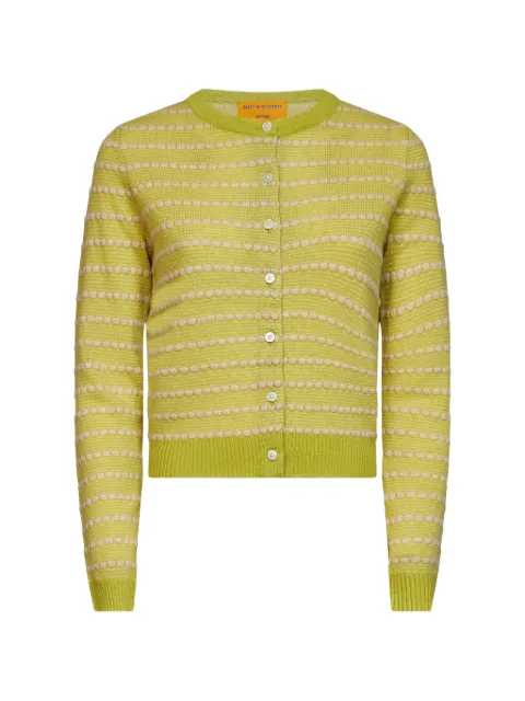 Guest In Residence Jane pebble-stripe cashmere cardigan Green W43910JM