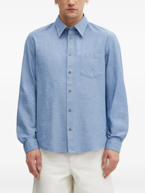 A.P.C. logo-embroidered chest-pocket shirt Blue COHNNH12648