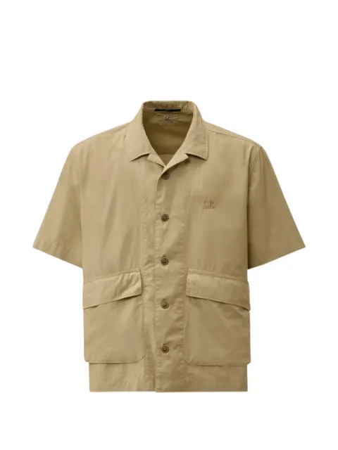 C.P. Company logo-embroidered flap-pocket shirt Neutrals 20CMSH230A005328G904