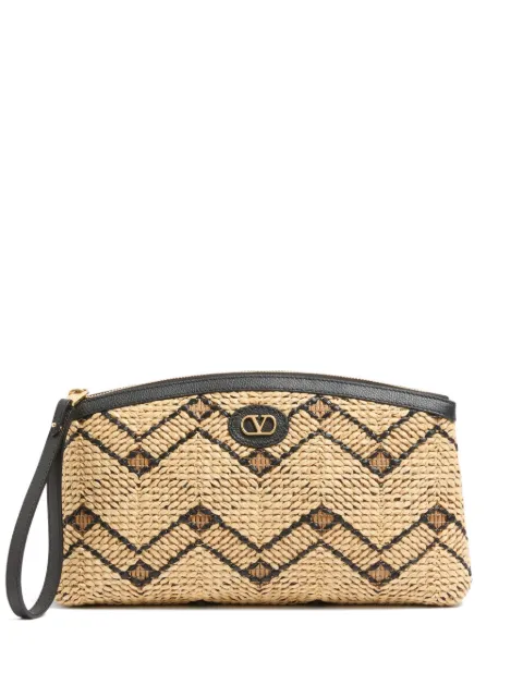 Valentino Garavani raffia clutch bag with geometric pattern Neutrals WP0BB9GKS