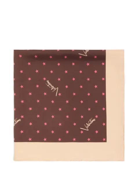 Valentino Garavani Stelline e Firma starry silk scarf Brown WEK001HXC
