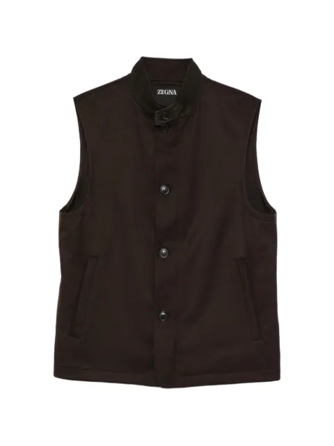 Zegna leather-trim button-up gilet Brown UHTC5A3H127