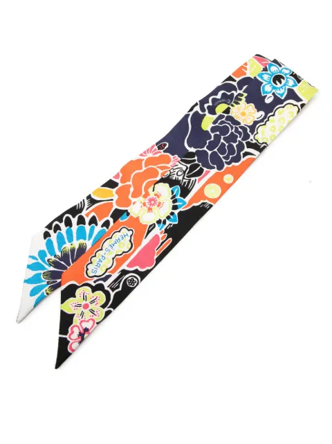 Hermès Pre-Owned 2021-2026 Bingata Silk Twilly Scarf scarves Black SRKGZISGGMEWIG0Q
