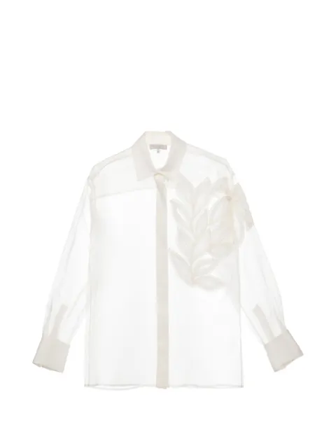 Antonelli leaf-applique sheer shirt White ALESSANDRAQ1876001