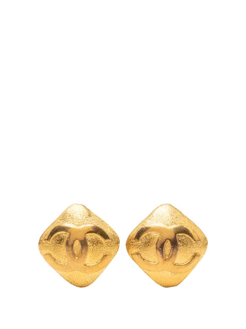 CHANEL Pre-Owned 1980-1990 CC Gold Plated Rhombus Clip On Earrings costume earrings Gold 80YQG629S37WC3S5