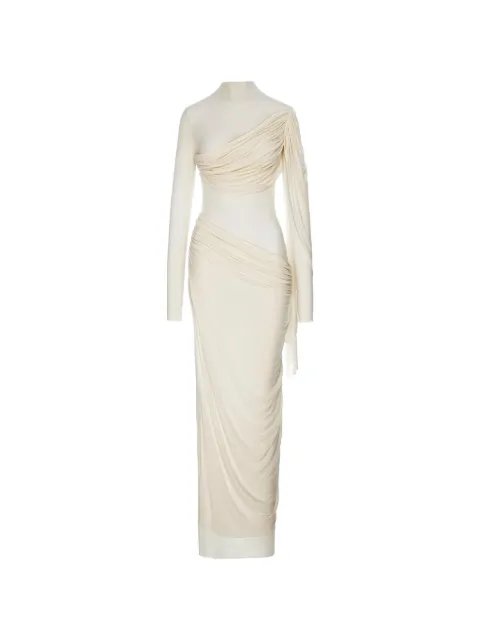 MANURÍ Medeea draped sheer maxi dress White MRFW26CHVI9DR36