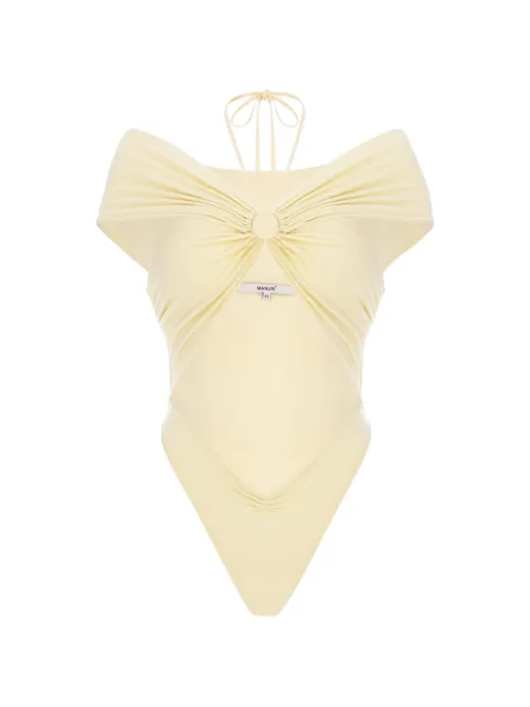MANURÍ Eleni cut-out off-shoulder bodysuit Yellow MRSS24BD9CH022